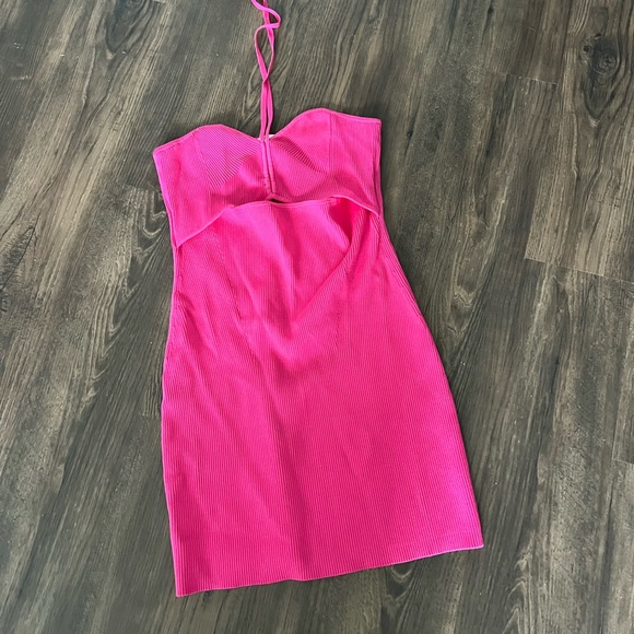 Jonathan Simkhai pippa halter mini dress in azalea - Picture 2 of 7